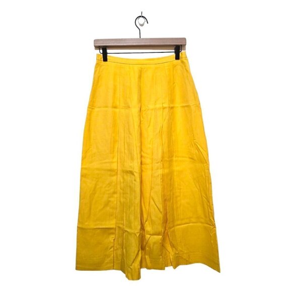 Jones New York Canary Yellow Linen Blend Pleated  A-Line Maxi Skirt Sz 10 - Picture 1 of 7
